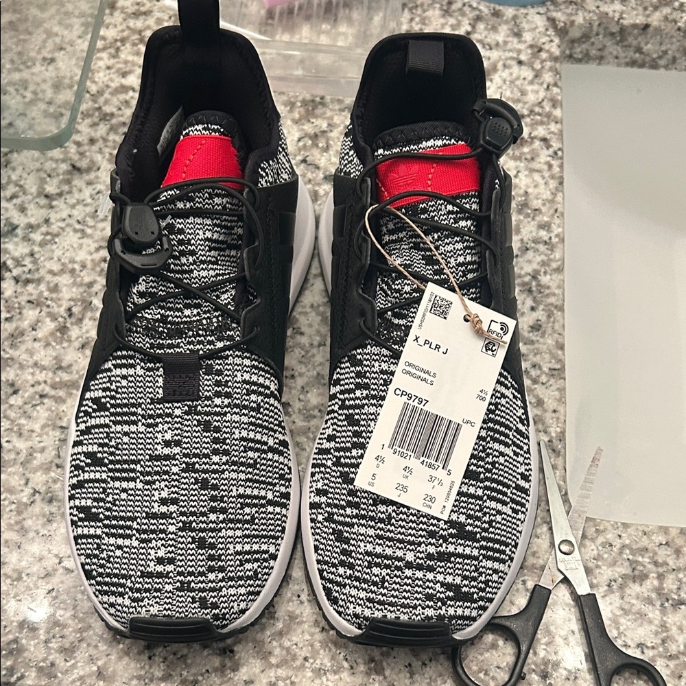 Adidas Men's Black, White, and Red Sneakers